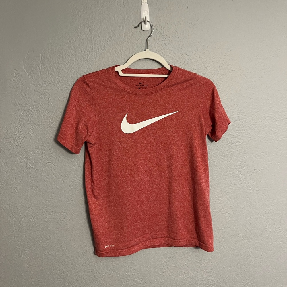 Nike Athletic Short Sleeve Youth Large Dri-Fit Red Black
